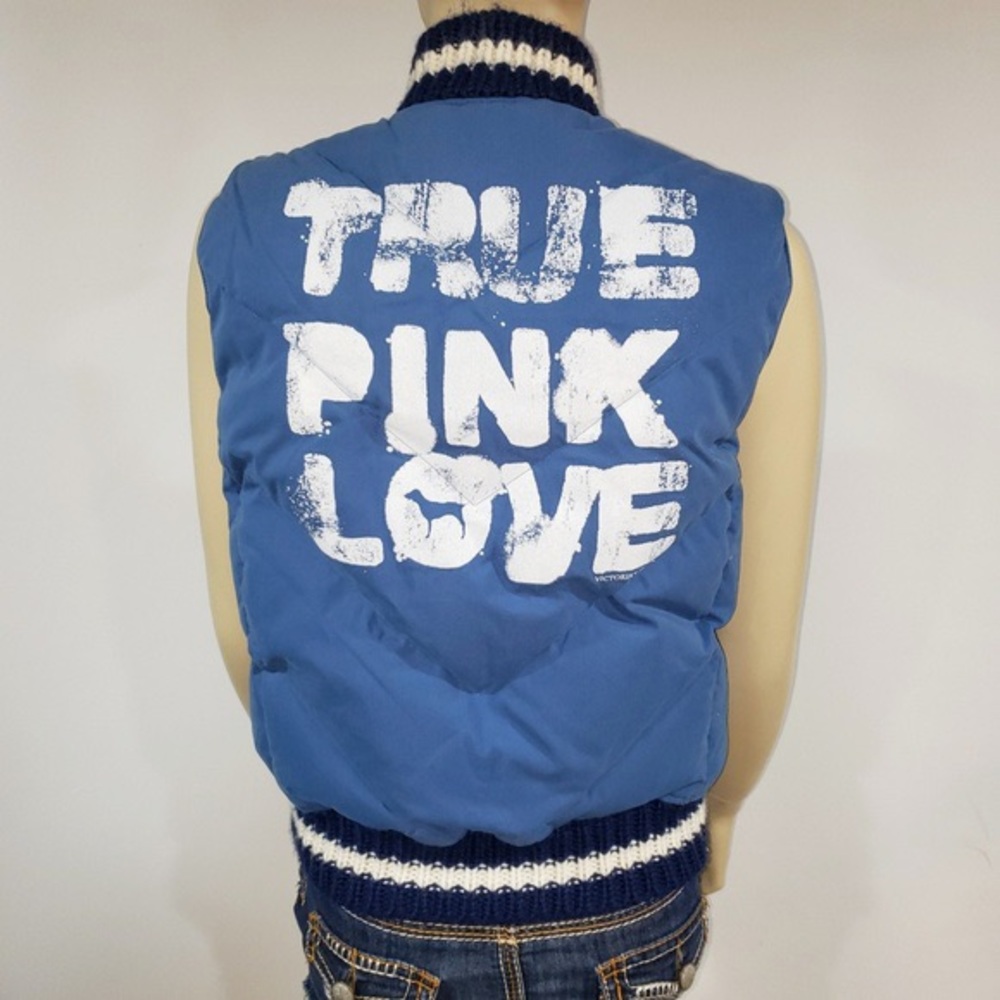 PINK Victoria’s Secret Blue Down Puffer Vest - Picture 2 of 8